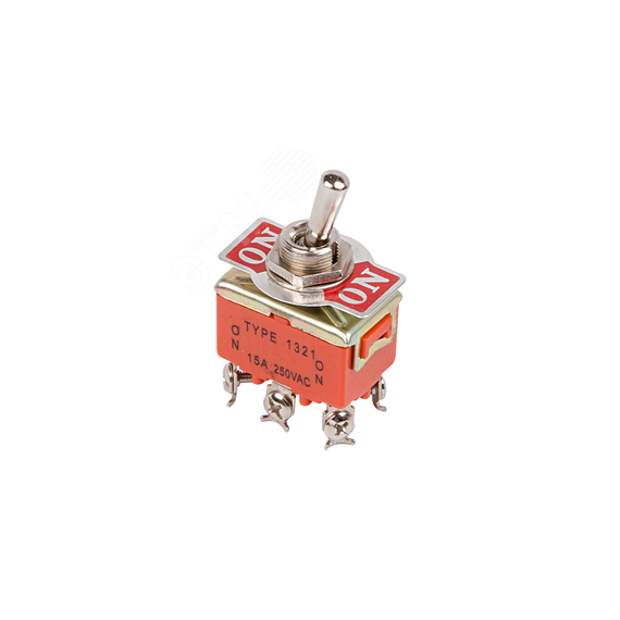 Тумблер 250V 15А (6c) ON-ON двухполюсный (KN-202) (в упак. 1шт.) REXANT 06-0327-B