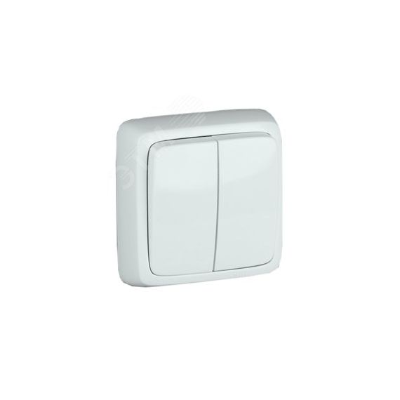 Выключатель двухклавишный наружный с изоляционной пластиной белый 16А HEGEL ВА16-153