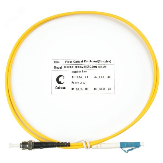 Шнур оптический simplex 1,5м LC-ST 9/125 sm LSZH Cabeus FOP(s)-9-LC-ST-1,5m