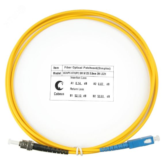 Шнур оптический simplex 2м SC-ST 9/125 sm LSZH Cabeus FOP(s)-9-SC-ST-2m