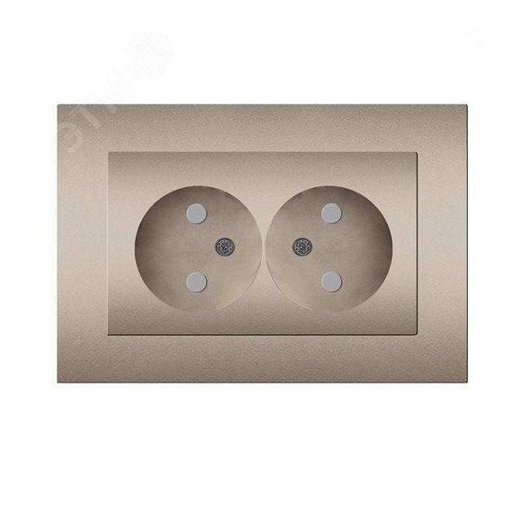 Розетка двухместная серия Афина б/з, с/у, з/ш, 16А, 220В, шампань (еврослот) Универсал A0048-Br