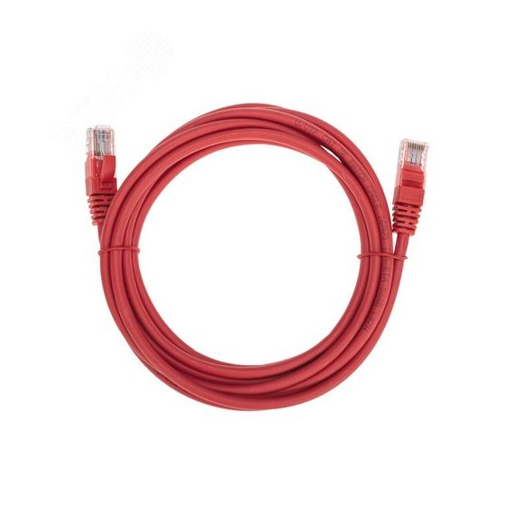Патч-корд U/UTP, CAT 5e, RJ45-RJ45, 26AWG, LSZH, красный, 3м, REXANT 02-0103-3