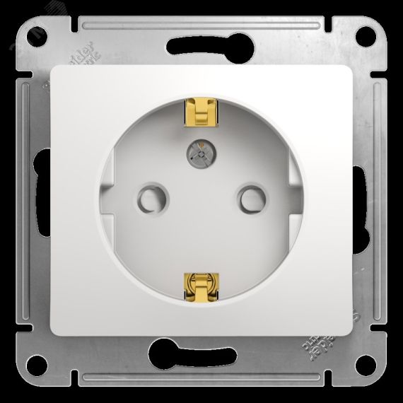 GLOSSA Розетка с заземлением со шторками в рамку белая SE (Systeme) GSL000145