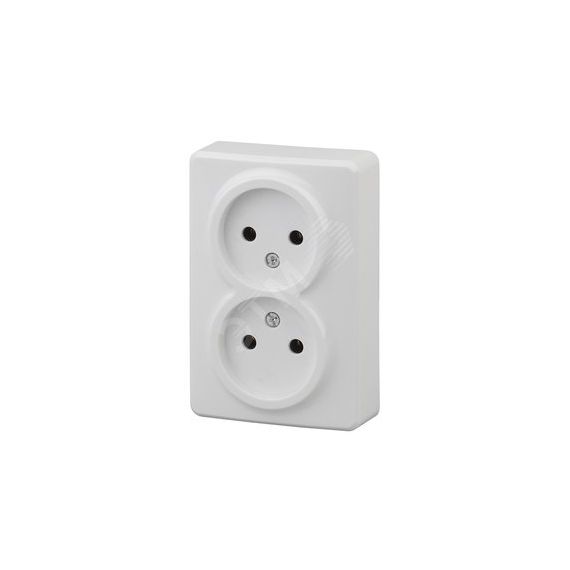 Розетка 2х2P, 16A-250В, ОУ, Эра Эксперт, белый, 11-2202-01 ЭРА Б0020682