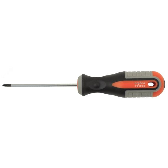 Отвертка стержневая крестовая ROUND GRIP, PH0x75 мм Ombra 751075