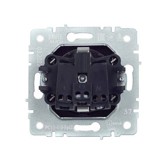 BRITE Розетка 1-местная с заземлением без защитных шторок 16А РС11-1-0-БрШ шампань IEK