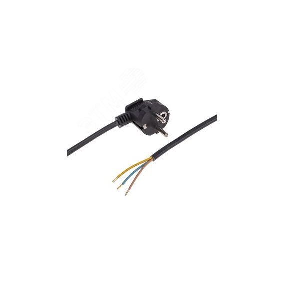 Шнур электрический с вилкой ПВС 3х0,75 мм, 2м, черный REXANT 11-1315