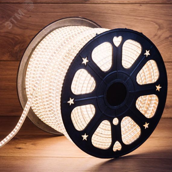 LED Лента уличная 220В, 6.5x15мм, IP67, SMD 3014, 240 LED/м, Теплый белый, 100м Neon-Night 142-804