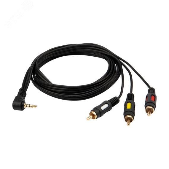 Кабель Стерео 3,5 мм 4C - 3 RCA, длина 1,5 мeтра (GOLD), 17-4412, REXANT 17-4412