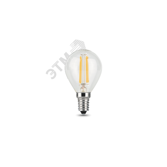 Лампа светодиодная филаментная LED 7 Вт 580 лм 4100К AC150-265В E14 шар P45 нейтральный Black Filament Gauss 105801207