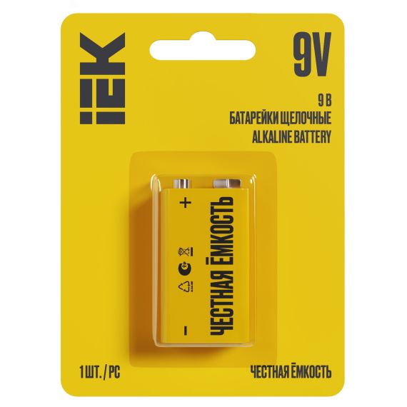 Батарейка щелочная Alkaline 6LR61 9V (1шт/блистер) IEK IEK ABT-6LR619V-OP-L01
