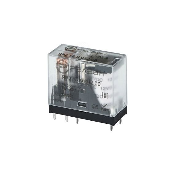 Миниатюрное промежуточное реле, 2 перекидных контакта 5А (12В DC) Релеон RP252901200