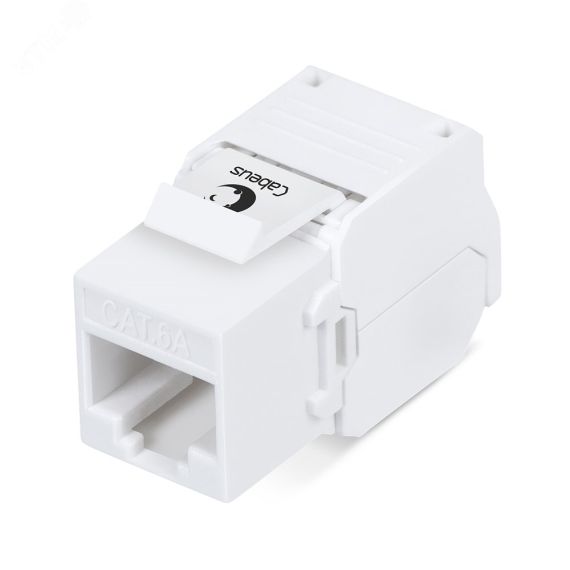 Вставка Keystone Jack RJ-45(8P8C), 180 градусов, категория 6A, без инструмента Toolless, белая Cabeus KJ-RJ45-Cat.6A-180-Toolless