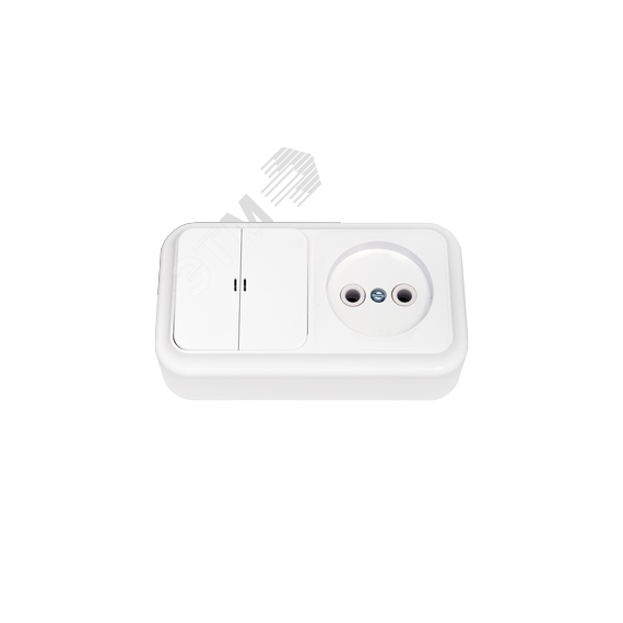 Беларусь Блок выключатель двухклавишныйс индикатором+розетка наружный БелТИЗ 2В-РЦ-565