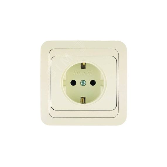 Mimoza Розетка с заземлением бежевая/бежевая Makel 25028