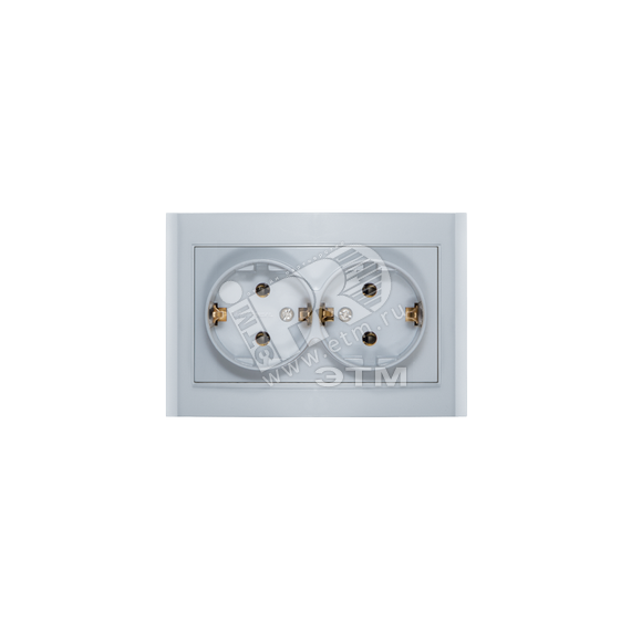 Розетка Бриллиант двойная с заземлением серебро Универсал 7949780