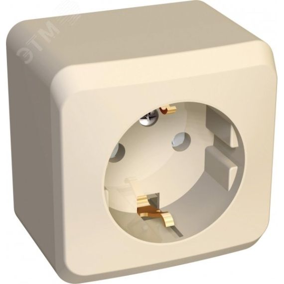 ЭТЮД Розетка наружная с заземлением со шторками бежевая SE (Systeme) PA16-004K