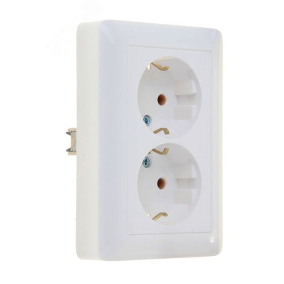 ХИТ Розетка двойная скрытая белая с заземлением без шторок 16А 250В SE (Systeme) RS16-236-B