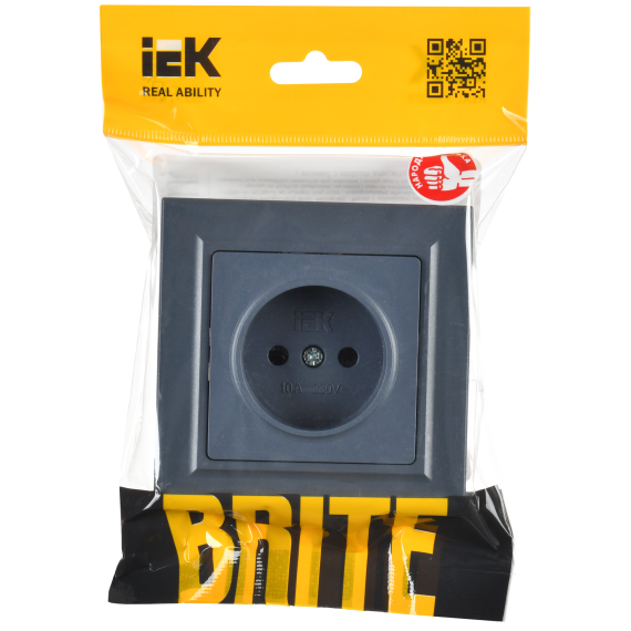 BRITE Розетка 1-местная без заземления без защитных шторок 10А в сб. РСР10-1-0-БрМ маренго IEK