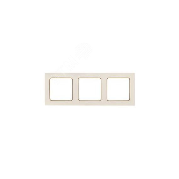 Стокгольм Рамка 3-местная белая с линией цвета шампань EKF EAM-G-302-20