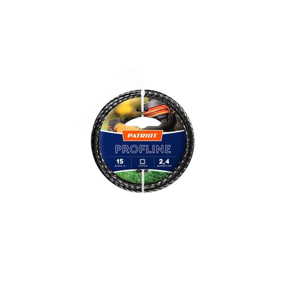 Леска  Profline D 2,4 мм L 15 м (скрученный квадрат, черный) 240-15-5 на пластиковой обойме Patriot 805402206