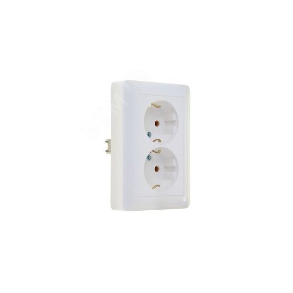 ХИТ Розетка двойная скрытая белая с заземлением без шторок 16А 250В SE (Systeme) RS16-236-B