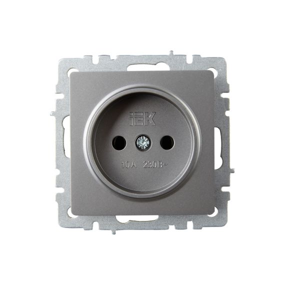 BRITE Розетка 1-местная без заземления без защитных шторок 10А РС10-1-0-БрС сталь IEK