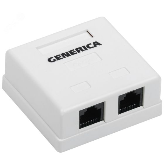 Розетка информационная настенная RJ45 кат.5E UTP 2 порта GENERICA Generica CS2-1C5EU-22-G