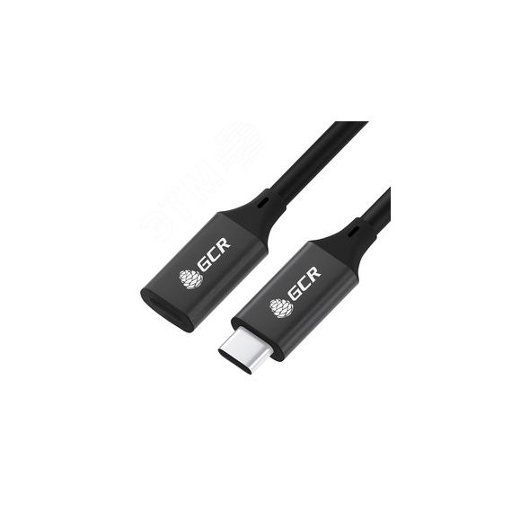 Удлинитель USB 3.1 Type C на Type С, 0.5 м., AL черный, армированный Greenconnect GCR-54075