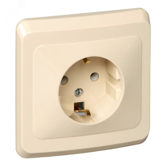 ЭТЮД Розетка скрытая с заземлением без шторок бежевая SE (Systeme) PC16-003K