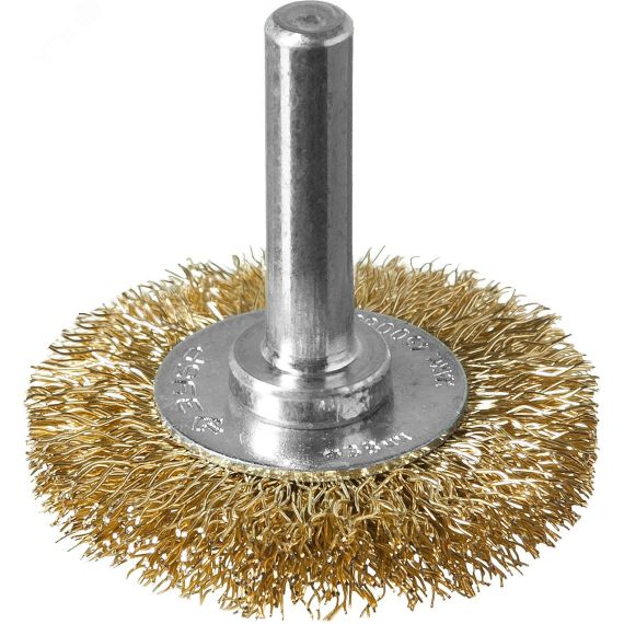 Щетка дисковая для дрели, витая латунированная стальная проволока 0,3мм, 38мм ''Профессионал''. ЗУБР 3520-038_z02
