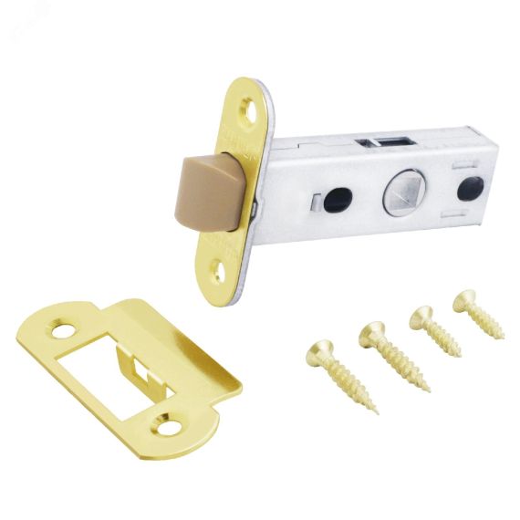 Защелка врезная универсальная без ручек для деревянных межкомнатных дверей, АЛЛЮР АРТ L45-8-PR18 PB золото ПТК 11730