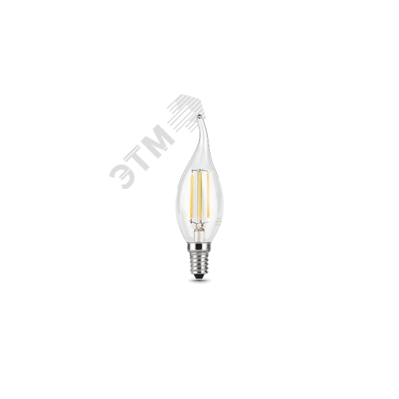 Лампа светодиодная филаментная LED 5 Вт 420 лм 2700К AC185-265В E14 свеча теплая  Black Filament Gauss Gauss 104801105