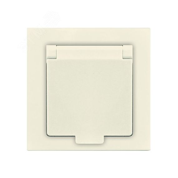 Розетка одноместная с крышкой серия Афинас/з, с/у, 16А, 220В, слоновая кость (ivory) (еврослот) Универсал A0029-I