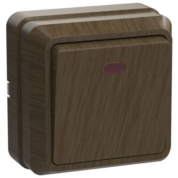 OKTAVA Выключатель 1-клавишный с индикацией для открытой установки 10А ВС20-1-1-ОД дуб IEK