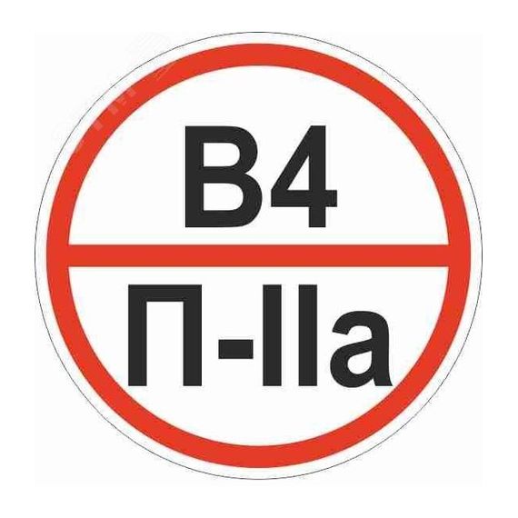 Знак ''Категории помещения по взрывопожарной и пожарной опасности В4 П-IIа'' 200х200 мм, пластик ГОСТ Р 12.4.026-2015 EKF pn-b4-p-lla
