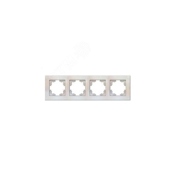 Рамка четырехместная горизонтальная серия Афина жемчуг (еврослот) Универсал A0046-OBr