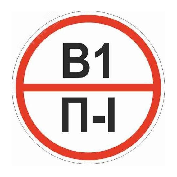 Знак ''Категории помещения по взрывопожарной и пожарной опасности В1 П-I'' 200х200 мм, пластик ГОСТ Р 12.4.026-2015 EKF pn-b1-p-l