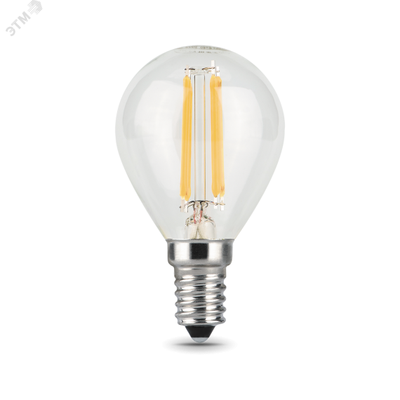 Лампа светодиодная филаментная LED 5 Вт 420 лм 2700К AC185-265В E14 шар P45 теплая Black Filament Gauss 105801105