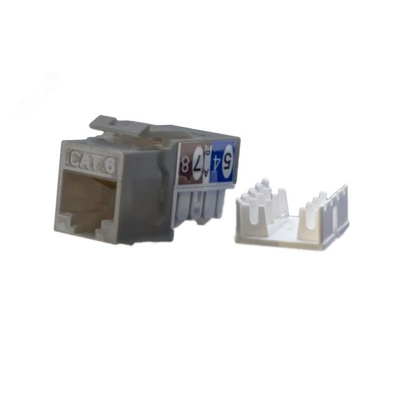 Вставка Keystone Jack RJ-45(8P8C) категория 6 серая Hyperline KJ9-8P8C-C6-90-GY