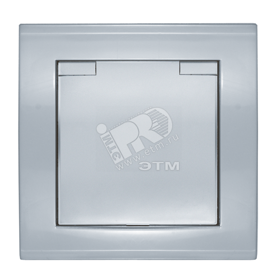Розетка Бриллиант с заземлением с крышкой серебро Универсал 7949896