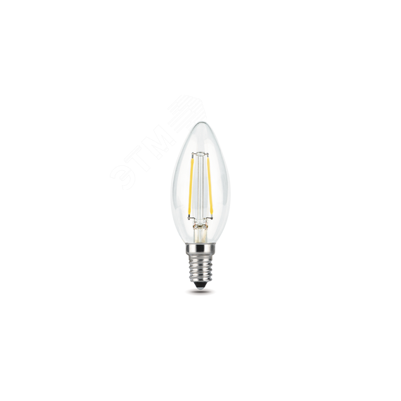 Лампа светодиодная филаментная LED 5 Вт 450 лм 4100К AC185-265В E14 свеча нейтральный  Black Filament Gauss Gauss 103801205