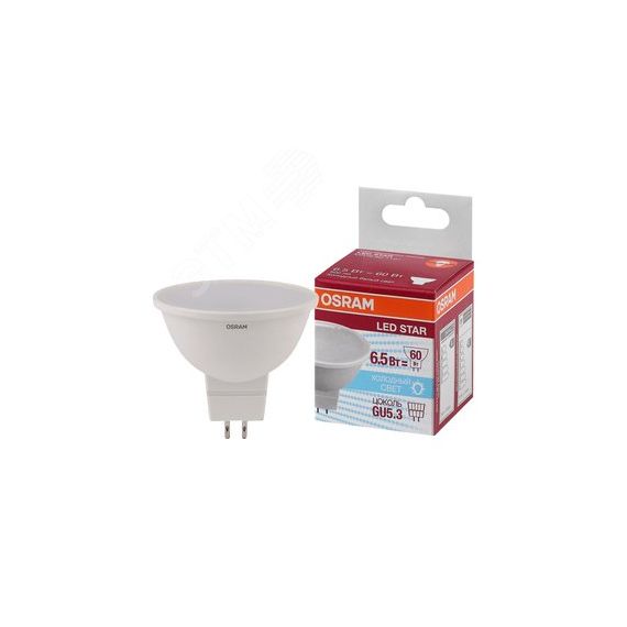 Лампа светодиодная LED 6,5Вт GU5.3 4000К 500лм 230V FR MR16 (замена 60Вт) OSRAM LS LEDVANCE 4058075480582