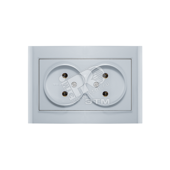 Розетка Бриллиант двойная без заземления серебро Универсал 7949766