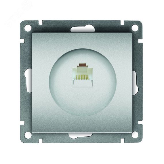 Розетка компьютерная одноместная серия Афина, с/у, 1А, RJ45, серебро (еврослот) Универсал A0051-S