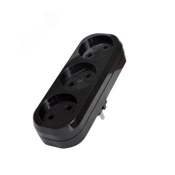 Разветвитель UNIVersal 3гн. б/з плоский черный 10А 250В (еврослот) Универсал 1934