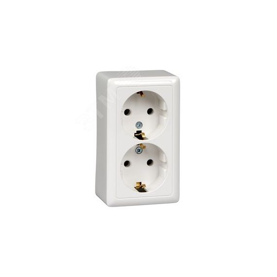 ХИТ Розетка двойная наружная белая с заземлением без шторок 16А 250В SE (Systeme) RA16-238-B