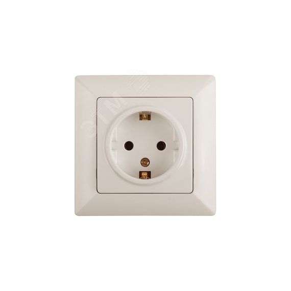 Розетка Intro Solo 4-202-02 с заземлением 2P+E Schuko, 16А-250В, IP20, СУ, слоновая кость ЭРА Б0053650
