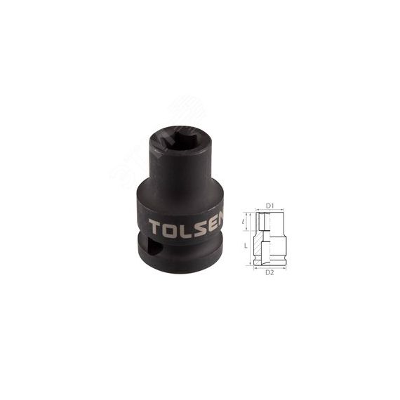 Головка торцевая ударная шестигранная 1/2'', 8 мм Tolsen TT18208