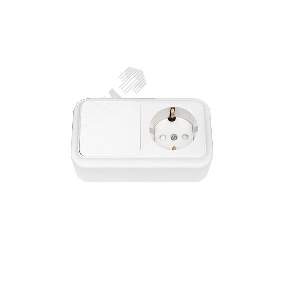 Беларусь Блок наружный: выключатель одноклавишный + розетка с заземлением со шторками БелТИЗ В-РЦ-577